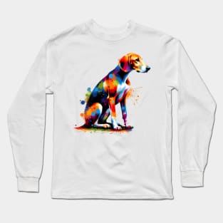 Vibrant American Foxhound in Colorful Splash Art Style Long Sleeve T-Shirt